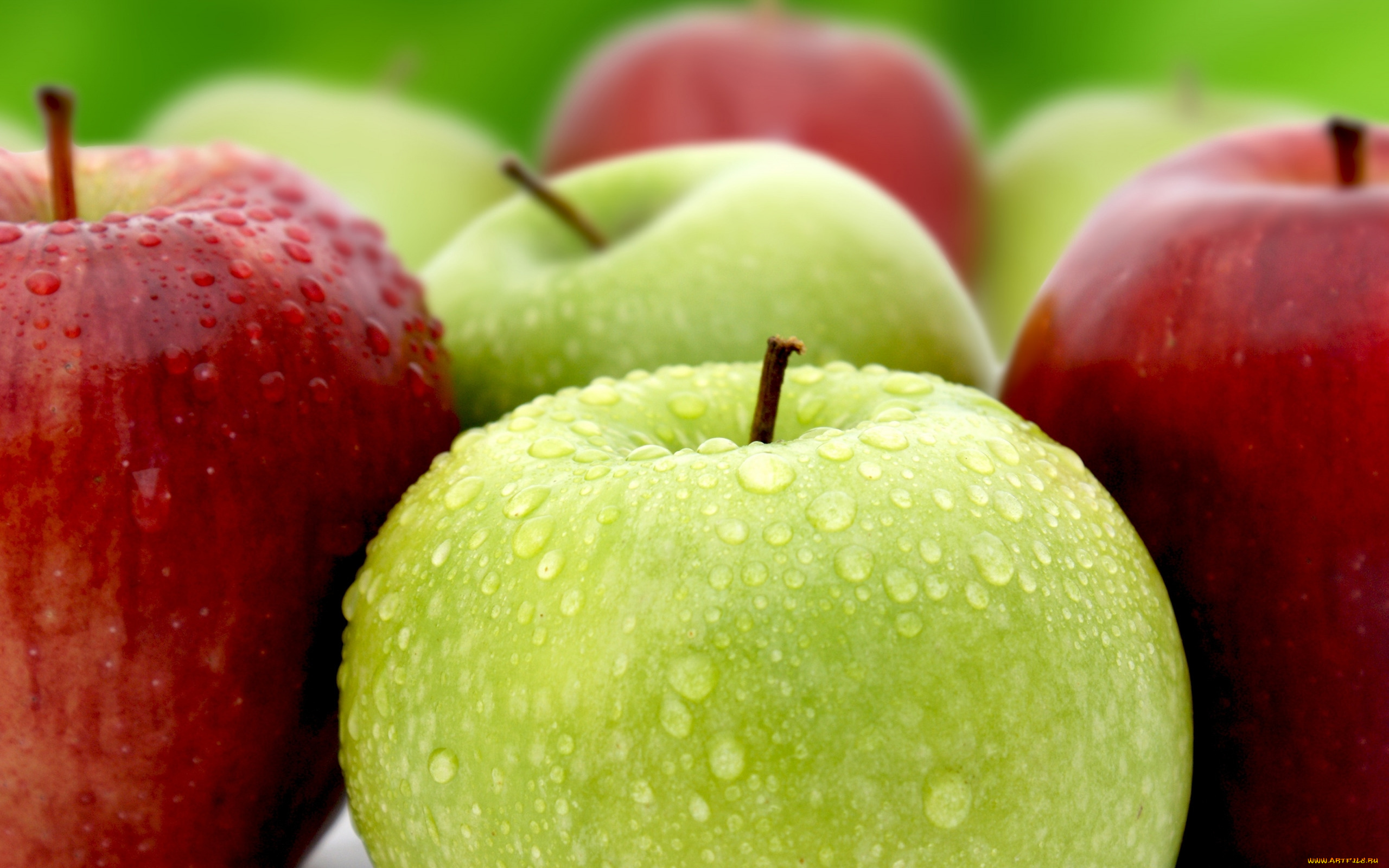 еда, яблоки, капли, макро