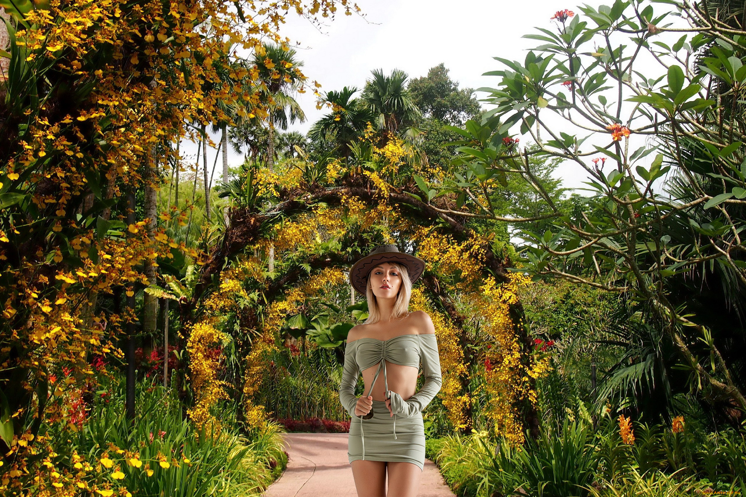 девушки, -, блондинки, , светловолосые, парк, блондинка, шляпа, мини