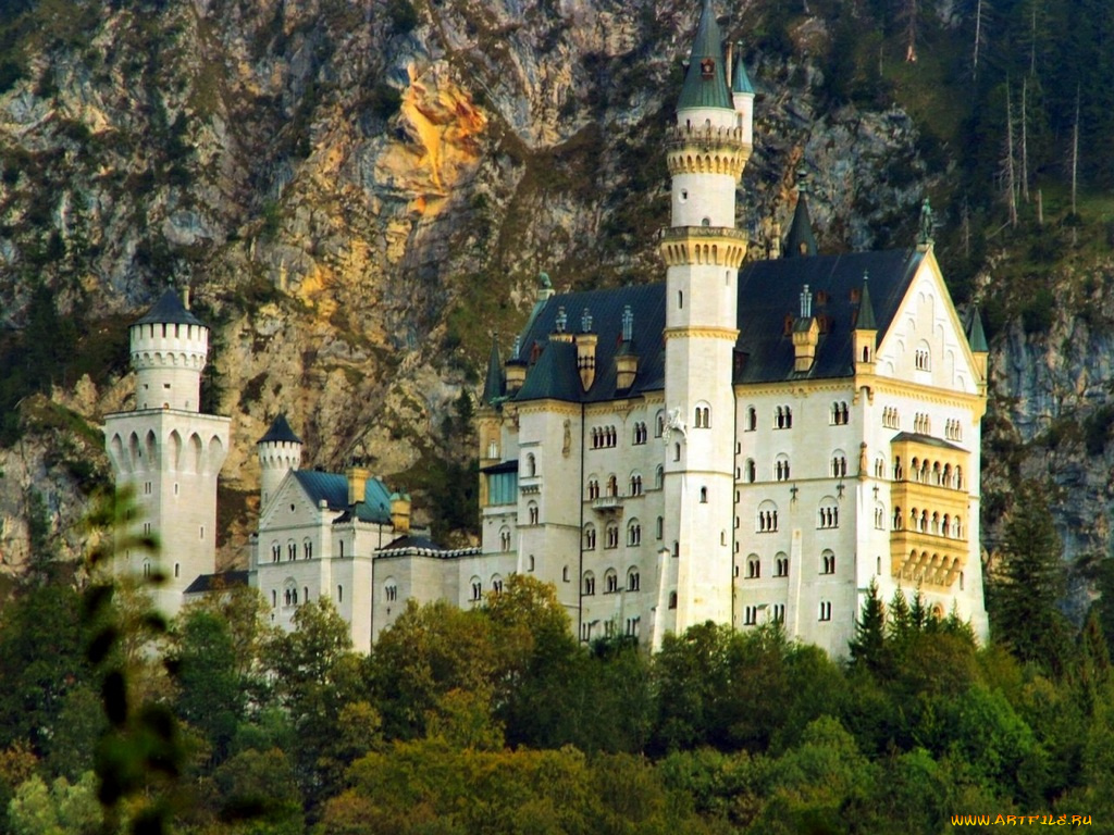 города, замок, нойшванштайн, германия