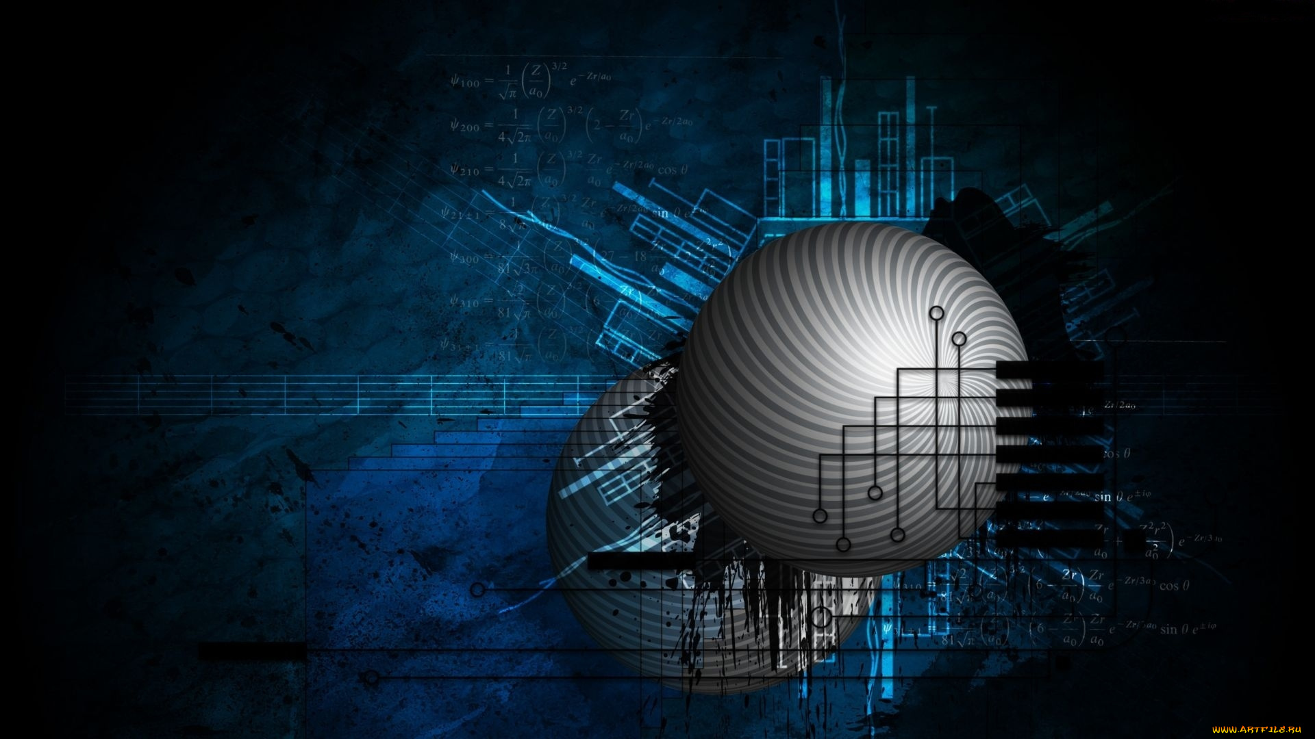 3д, графика, другое, линии, шары, вычисления