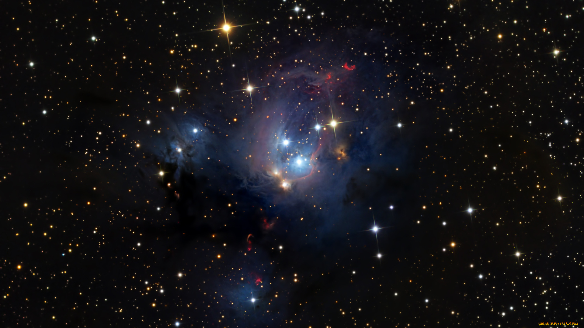 космос, галактики, туманности, цефей, туманность, ngc, 7129, звезды