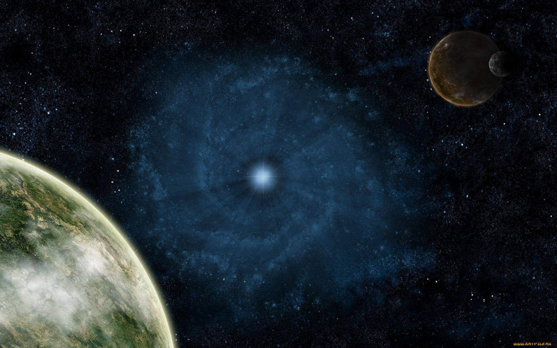 космос, арт, звёзды, планеты