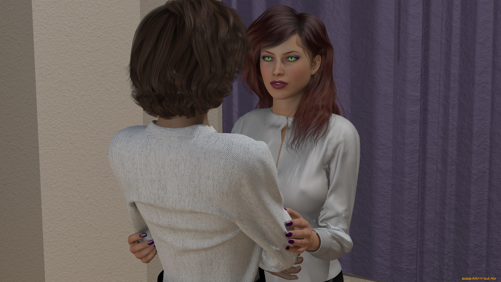 3д, графика, people, люди, девушки, штора