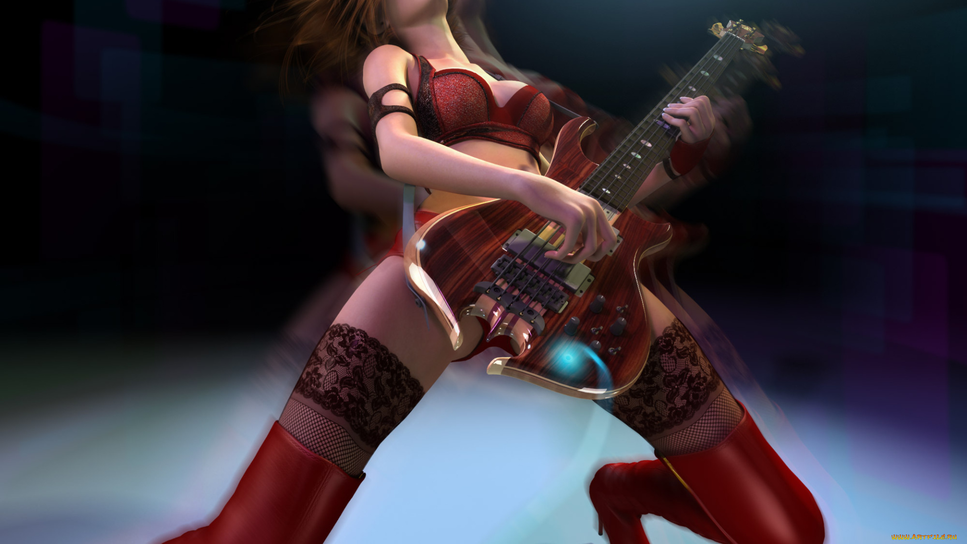 3д, графика, люди, , people, взгляд, девушка, гитара