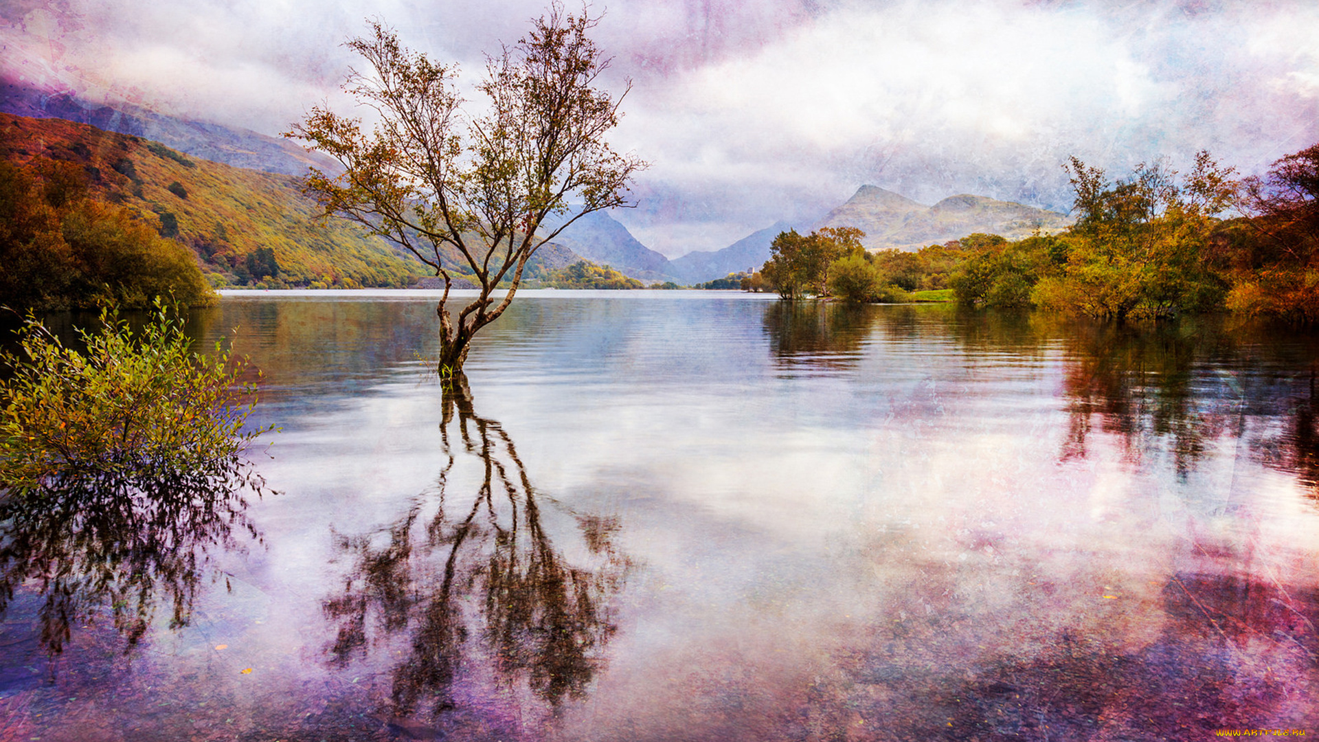 природа, реки, озера, пейзаж, осень, обработка