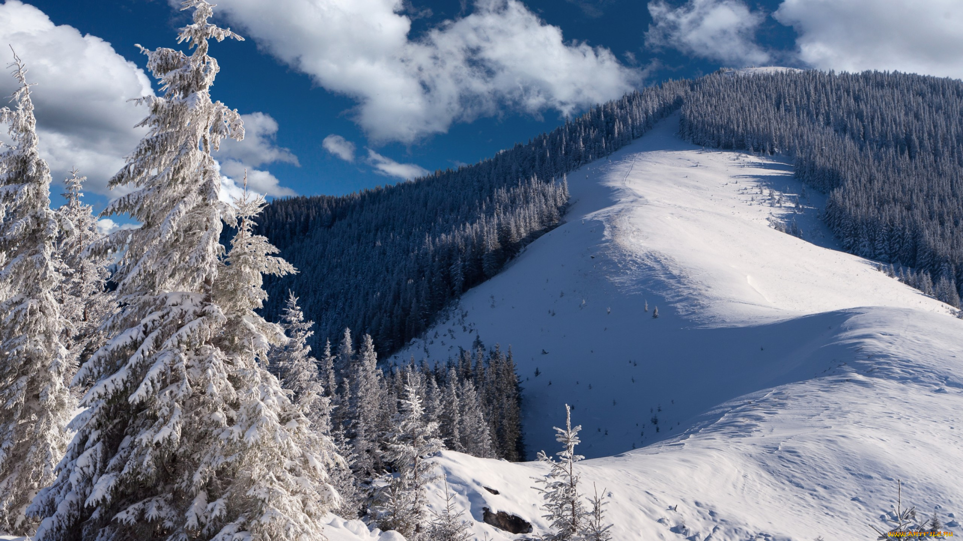 природа, зима, winter, landscape, snow, снег, небо, облака, горы