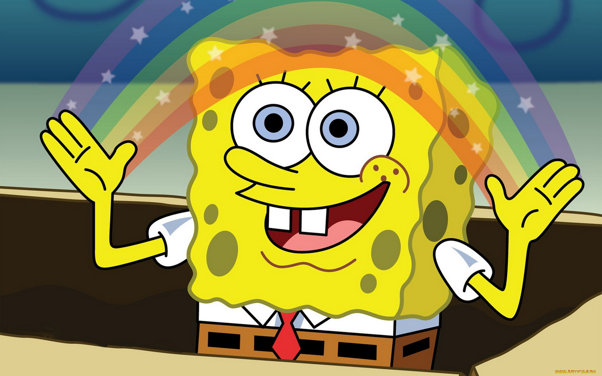 мультфильмы, spongebob, squarepants, глаза, боб, губка, улыбка, фон