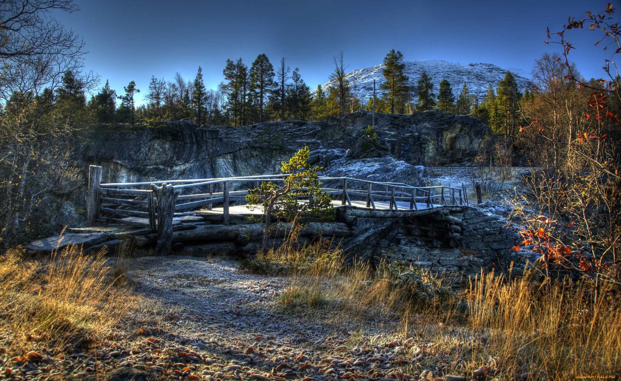 природа, другое, горы, овраг, лес, мост