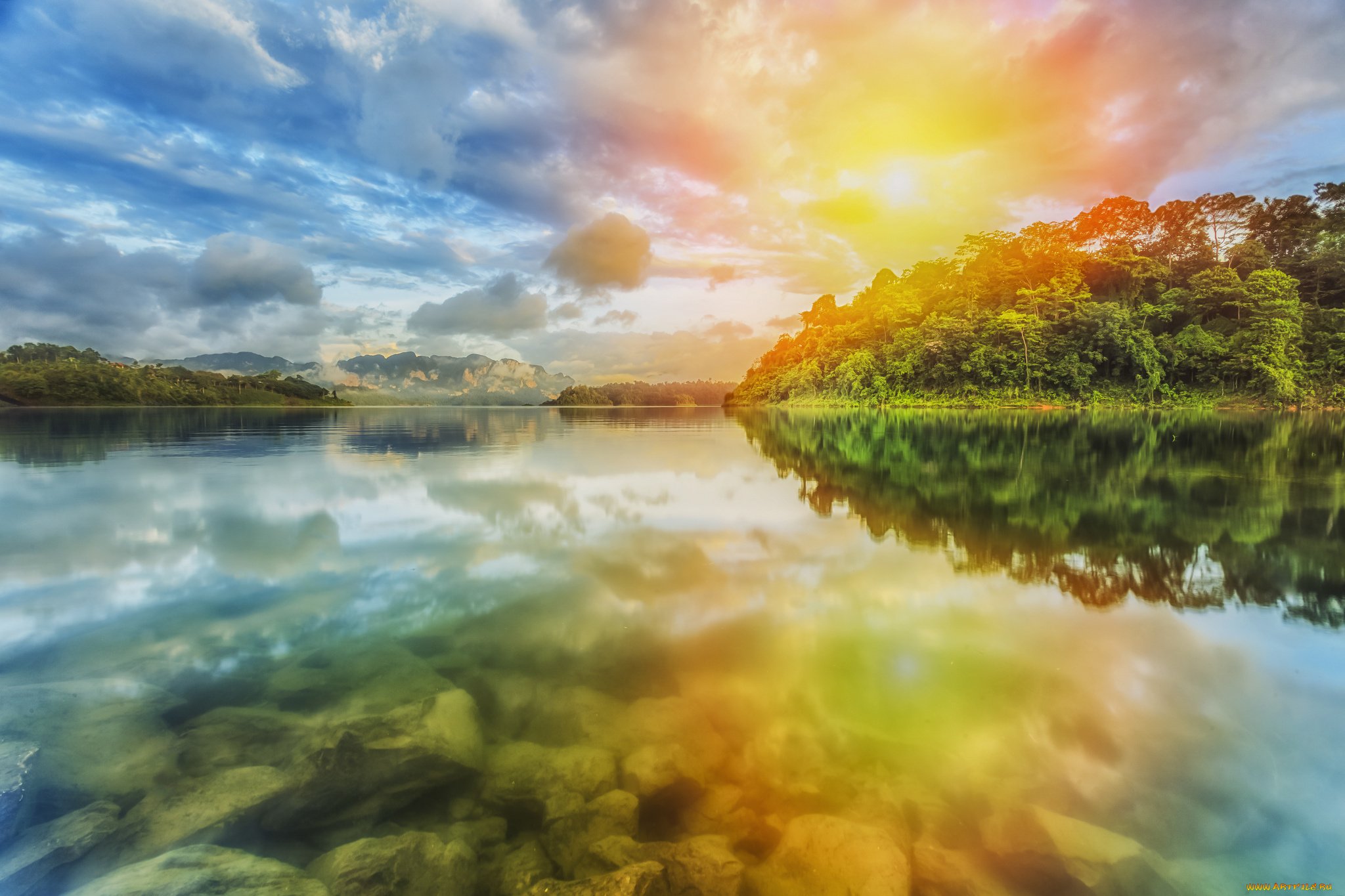 природа, восходы, закаты, океан, острова, заря