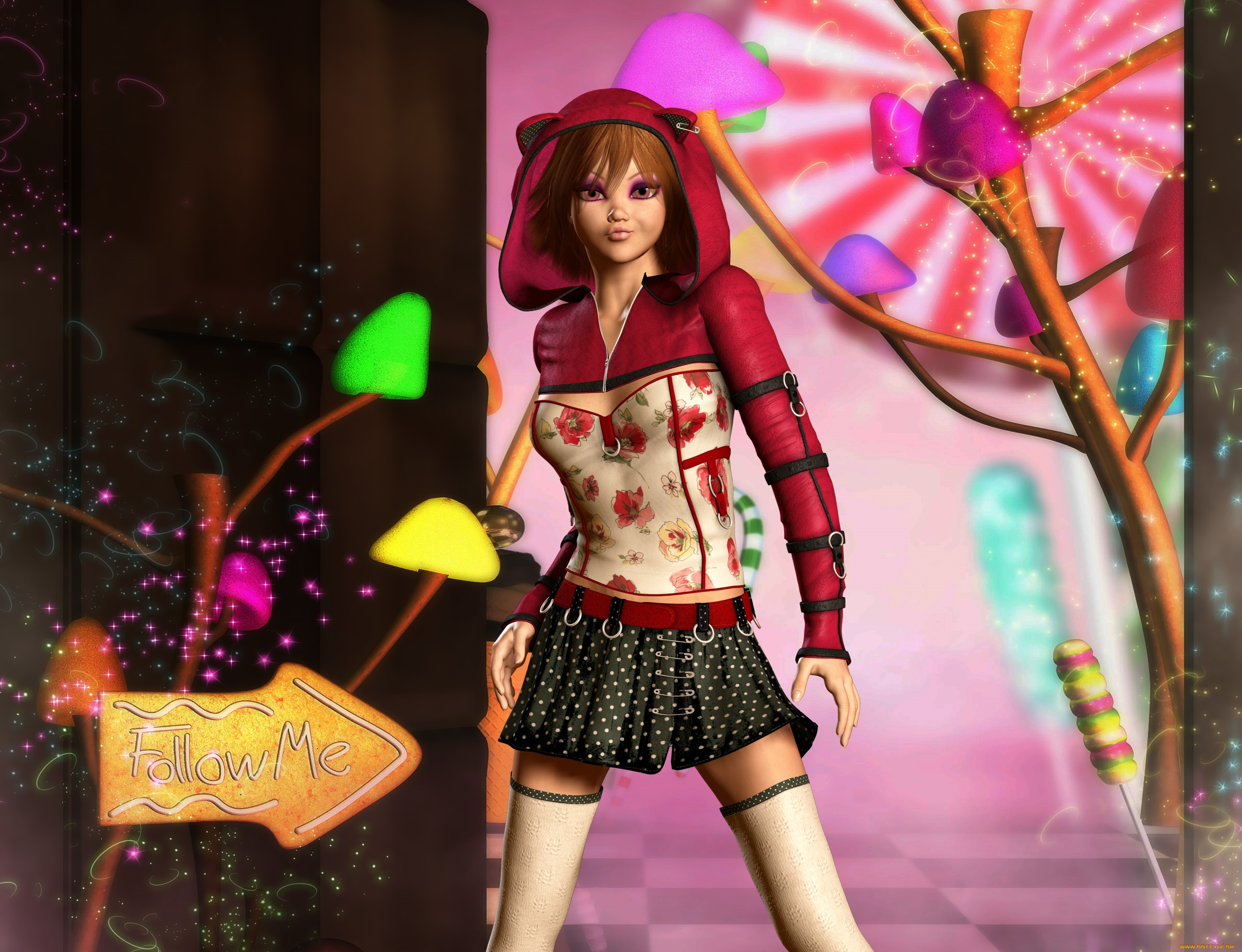 3д, графика, люди, , people, девушка, взгляд, фон