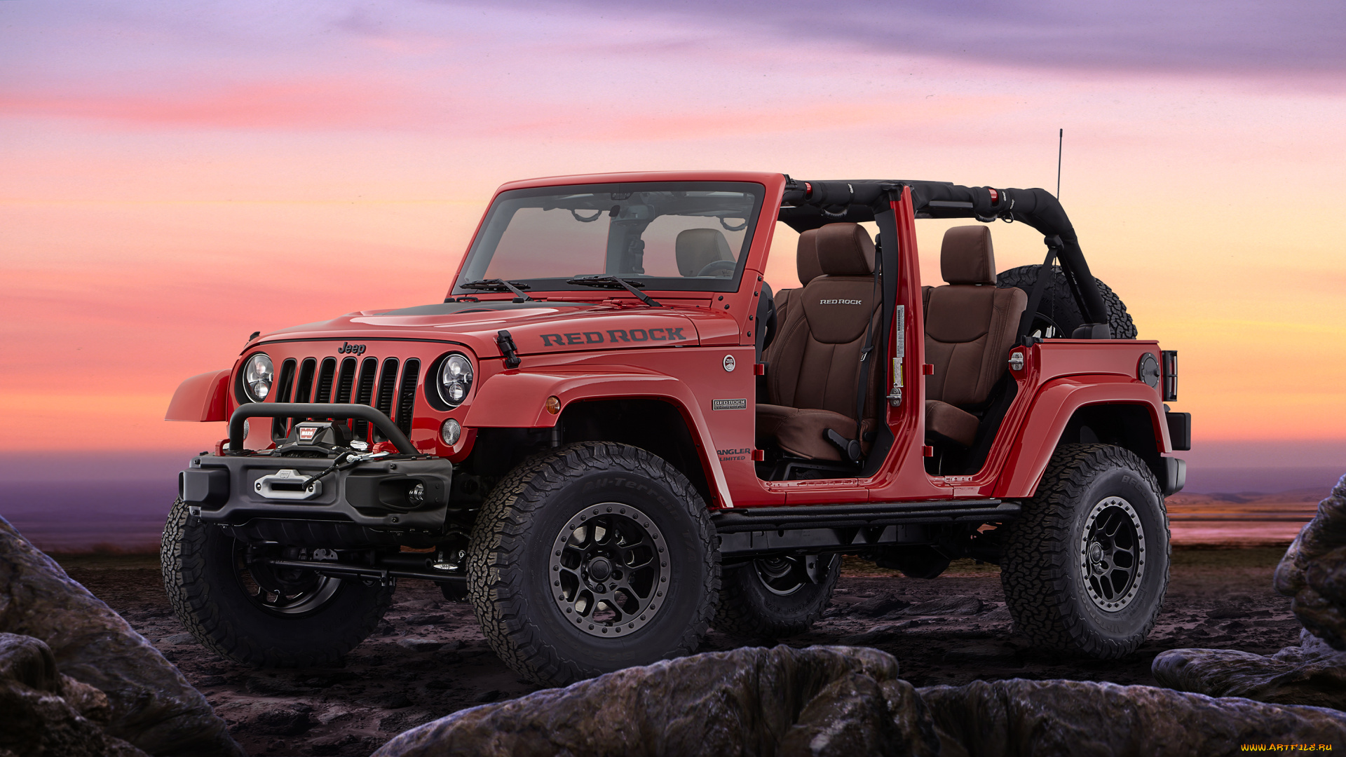 автомобили, jeep, wrangler, red, rock, concept, jk, 2015г, красный