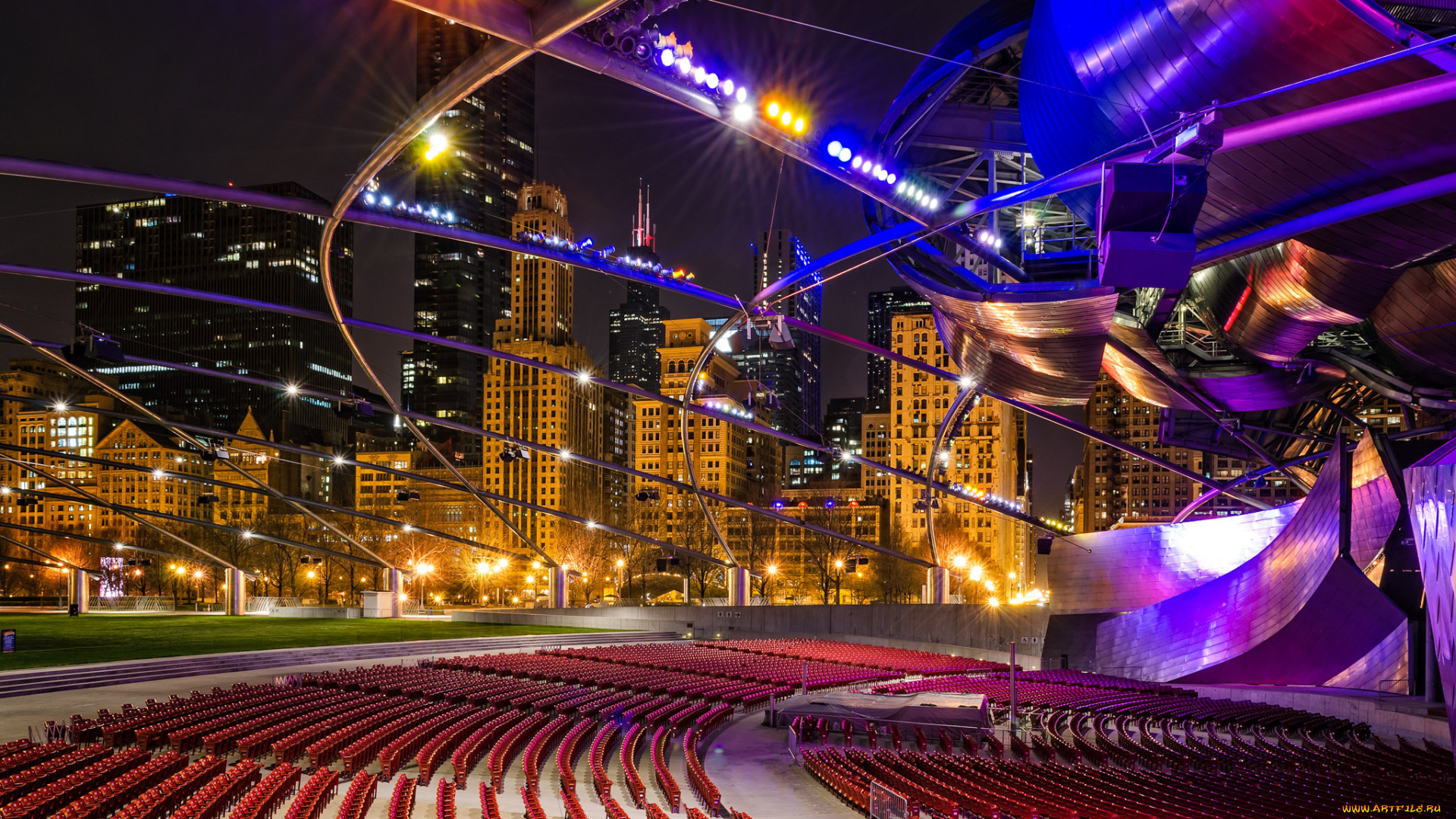 chicago, , il, города, Чикаго, , сша, небоскребы, огни, ночь