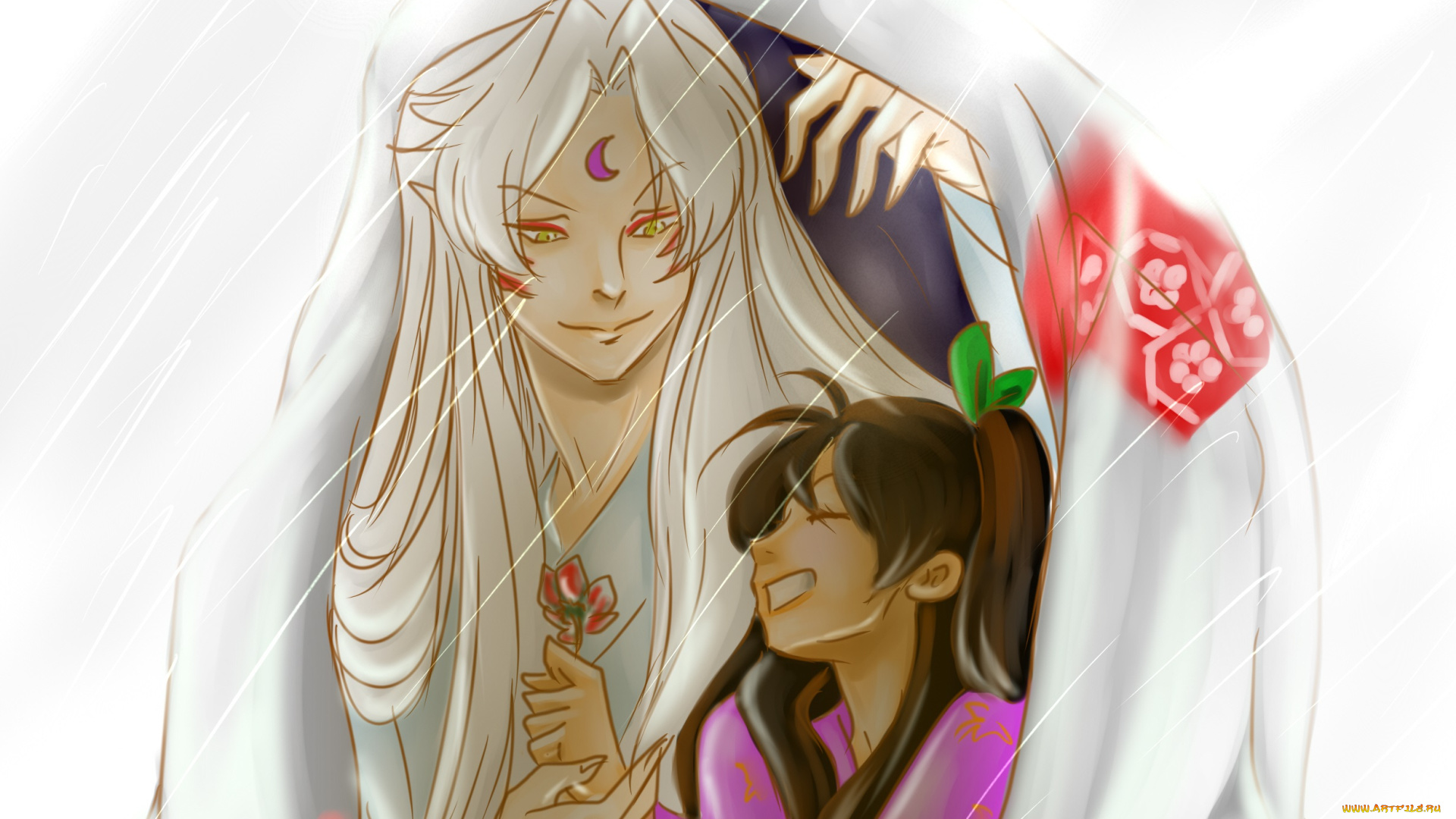 разное, арты, арт, романтика, рин, аниме, инуяша, сешимару