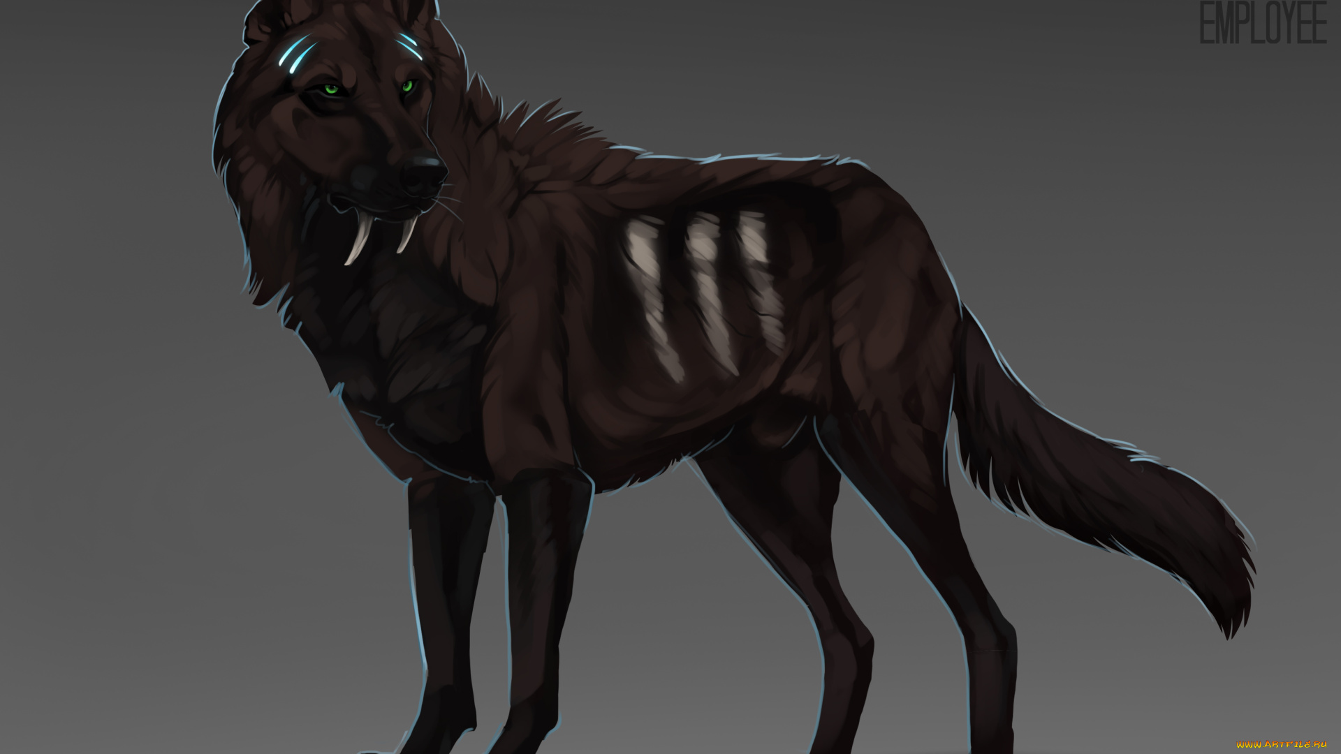 рисованное, животные, , волки, клыки, фон, взгляд, волк