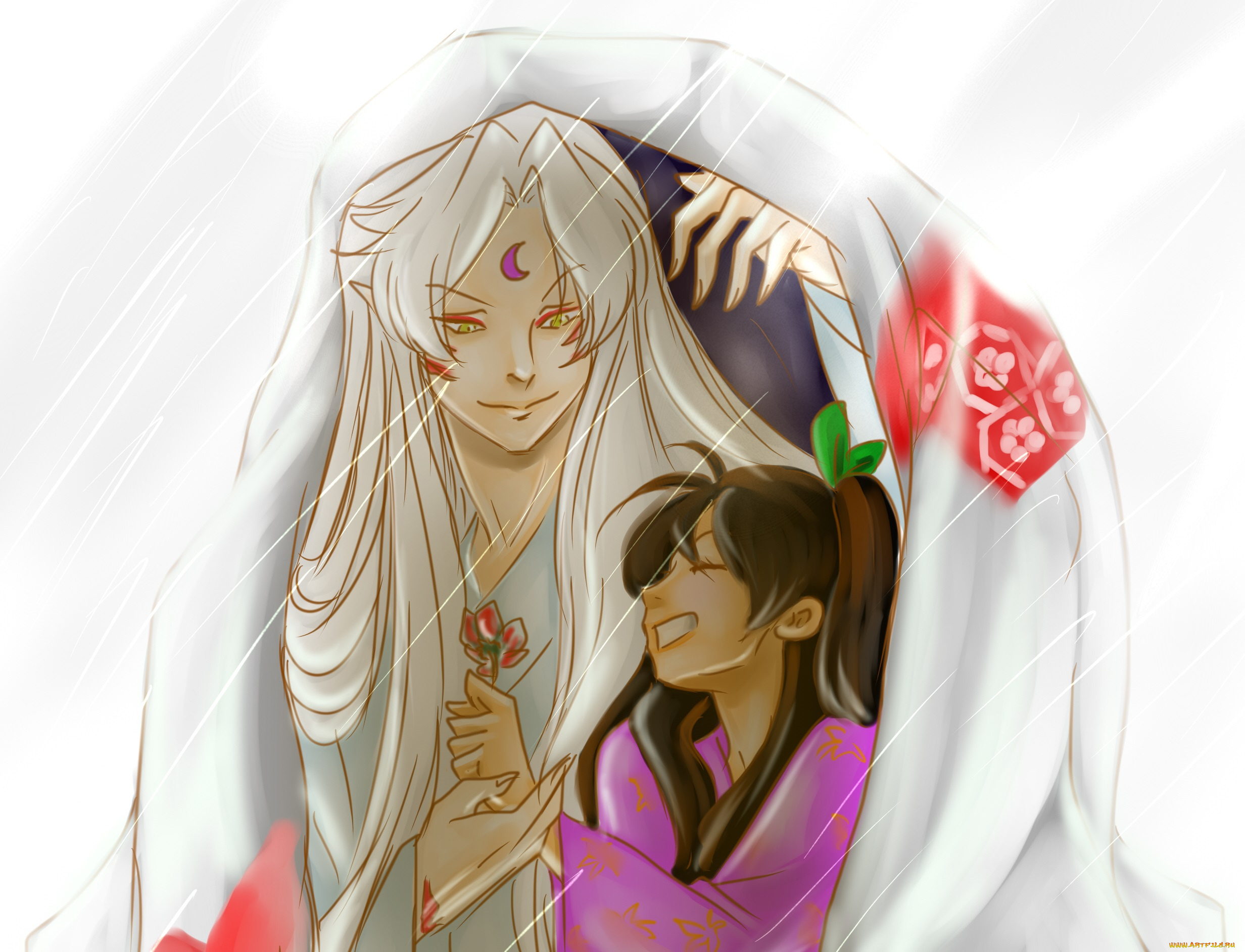 разное, арты, арт, романтика, рин, аниме, инуяша, сешимару