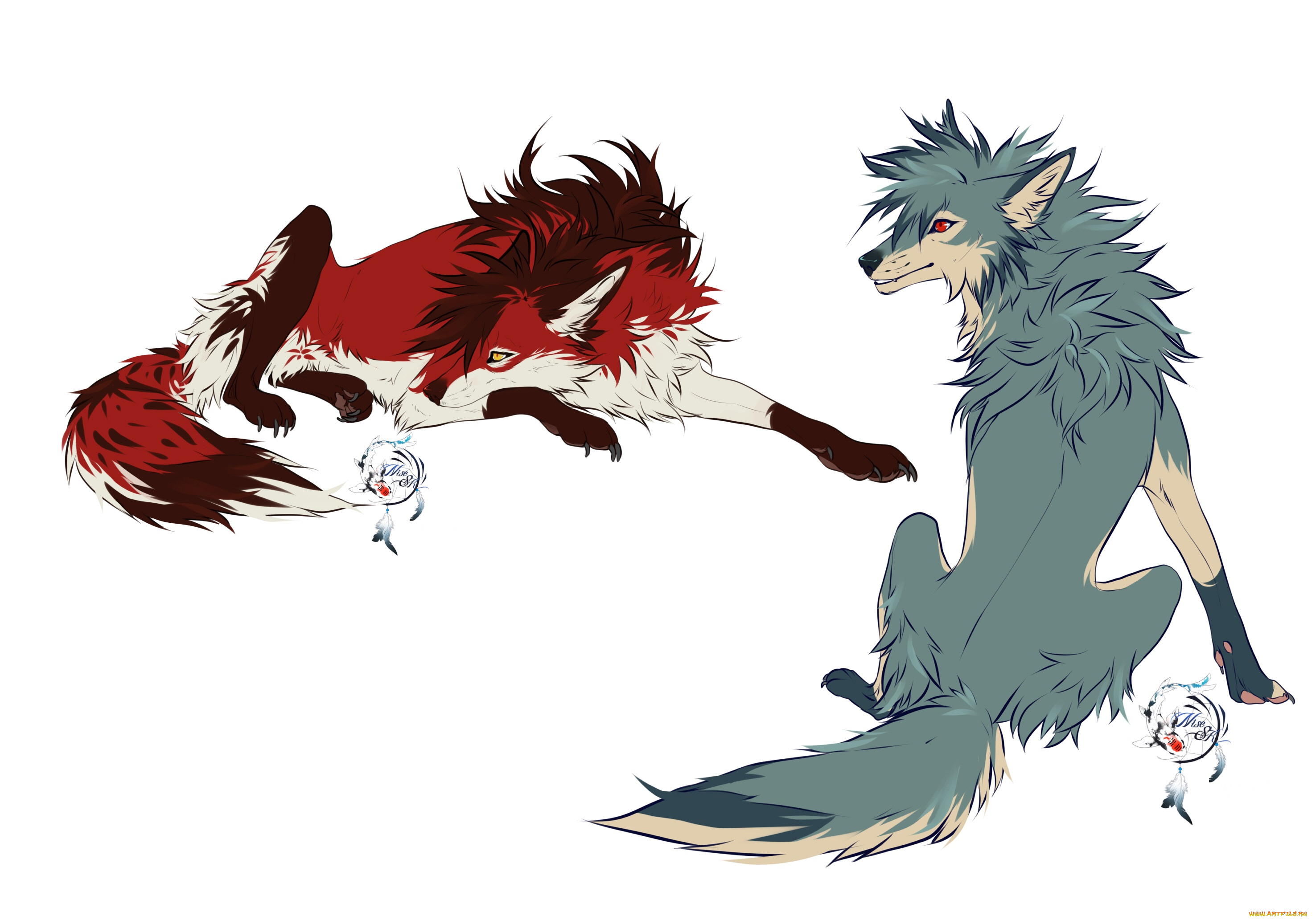 рисованное, животные, , волки, волки, фон, звери