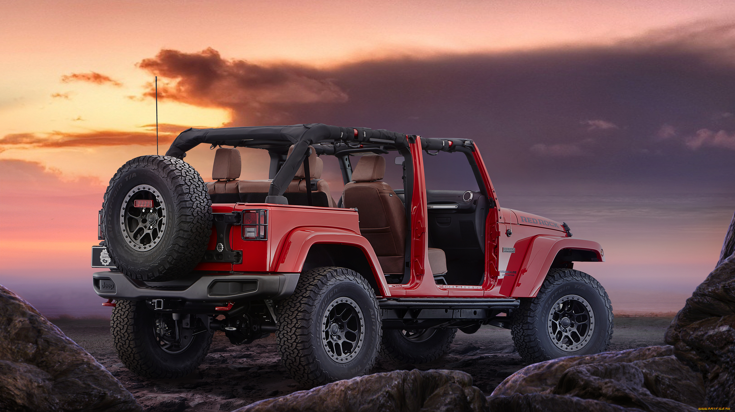 автомобили, jeep, wrangler, red, rock, concept, jk, 2015г, красный