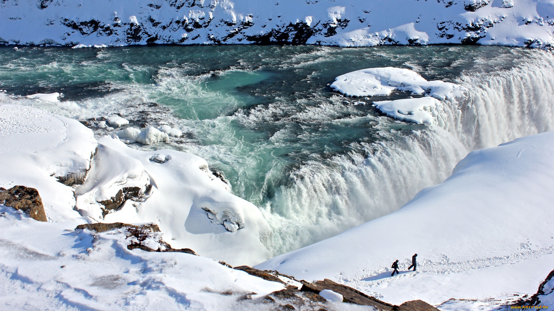 гюдльфосс, , исландия, природа, реки, озера, лед, люди, скалы, ледник, снег