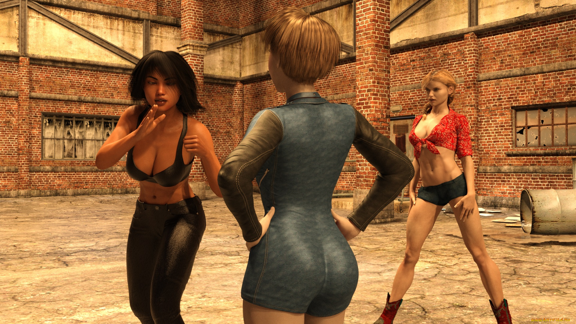 3д, графика, фантазия, , fantasy, борьба, фон, взгляд, девушки