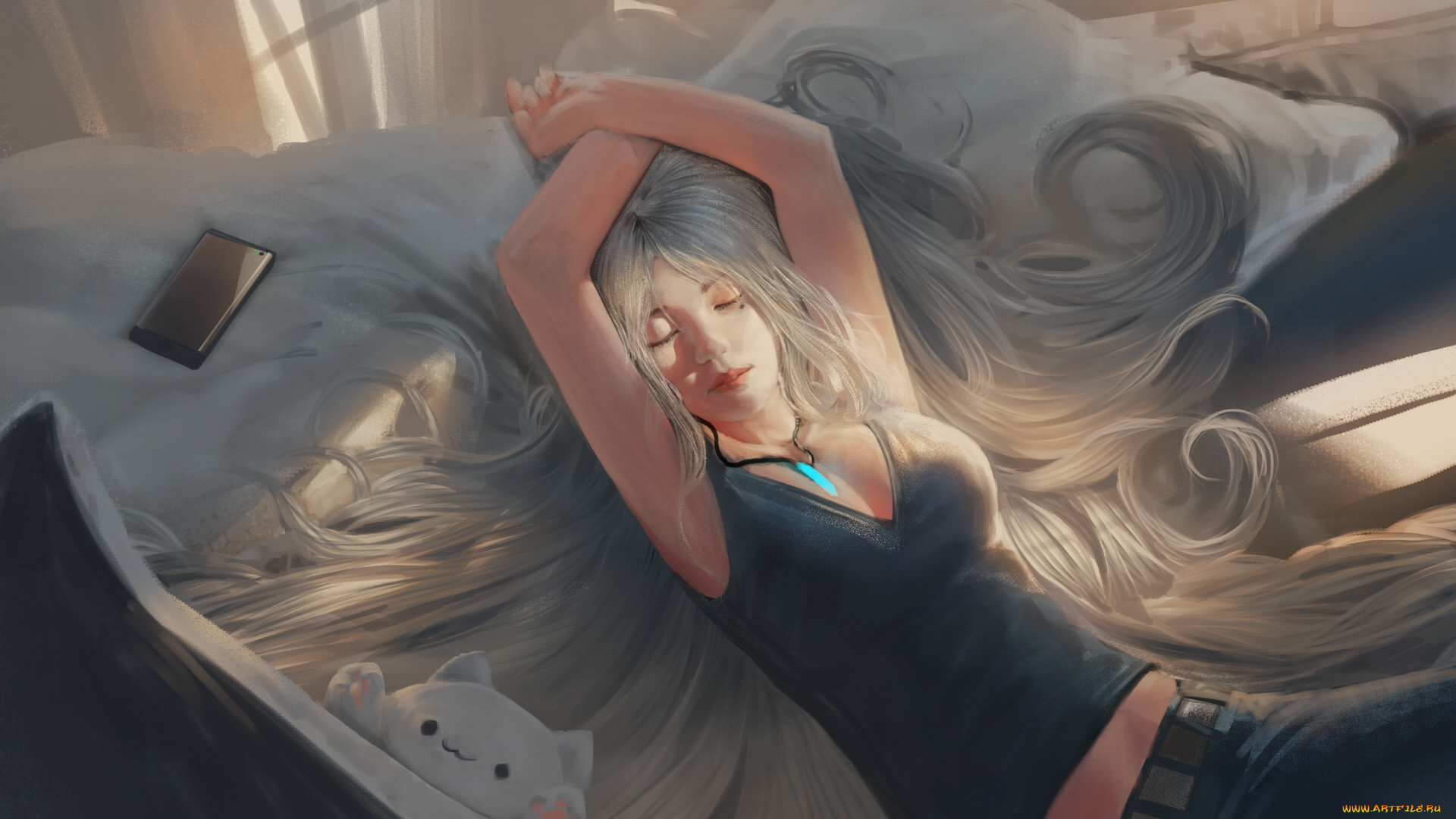 рисованное, люди, девушка