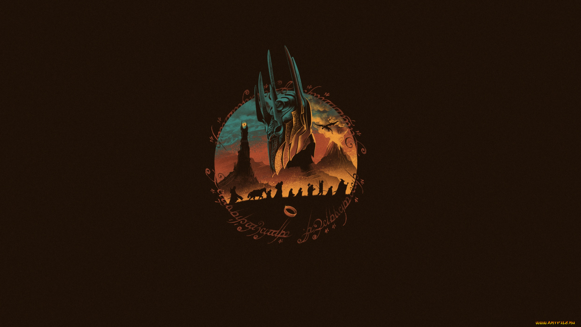 рисованное, минимализм, middle, earth, quest, vincenttrinidad, саурон, by, the, lord, of, rings, art, властелин, колец, рисунок