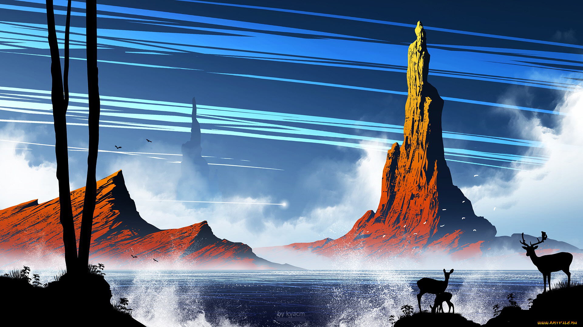 векторная, графика, природа, , nature, ландшафт