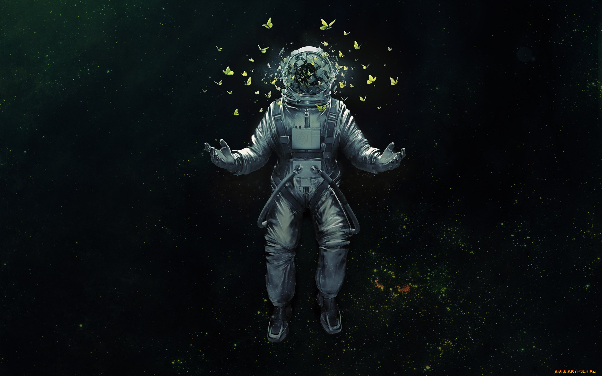 фэнтези, нежить, космос, осколки, скафандр, бабочки, космонавт
