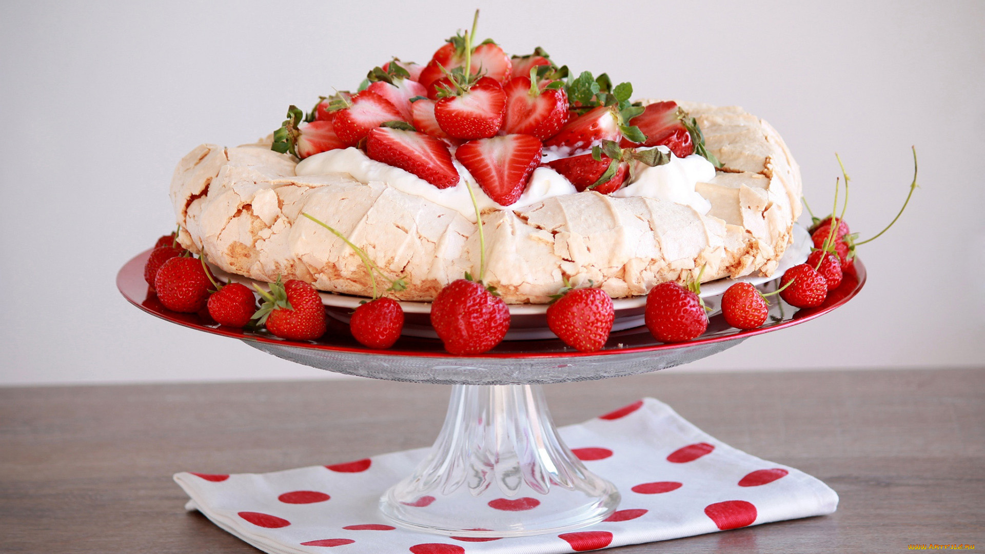 еда, торты, безе, торт, клубника