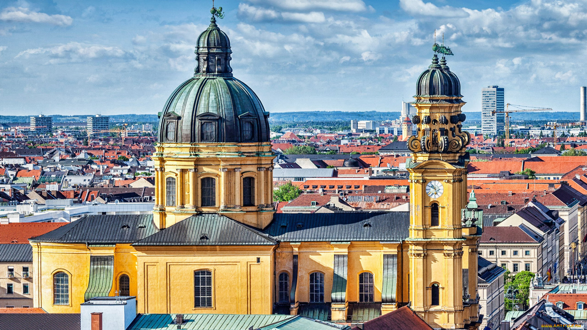 города, мюнхен, , германия, панорама