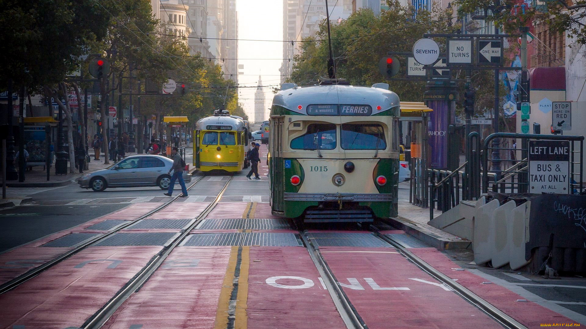 города, сан-франциско, , сша, улица, трамваи