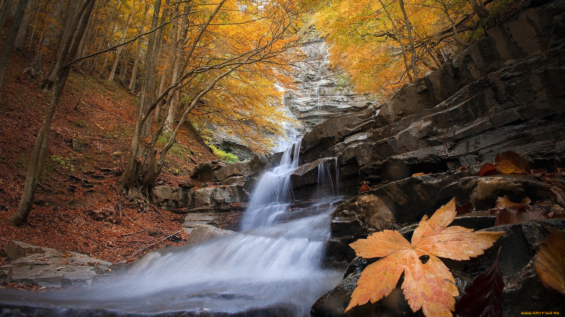 природа, водопады, поток, вода, водопад