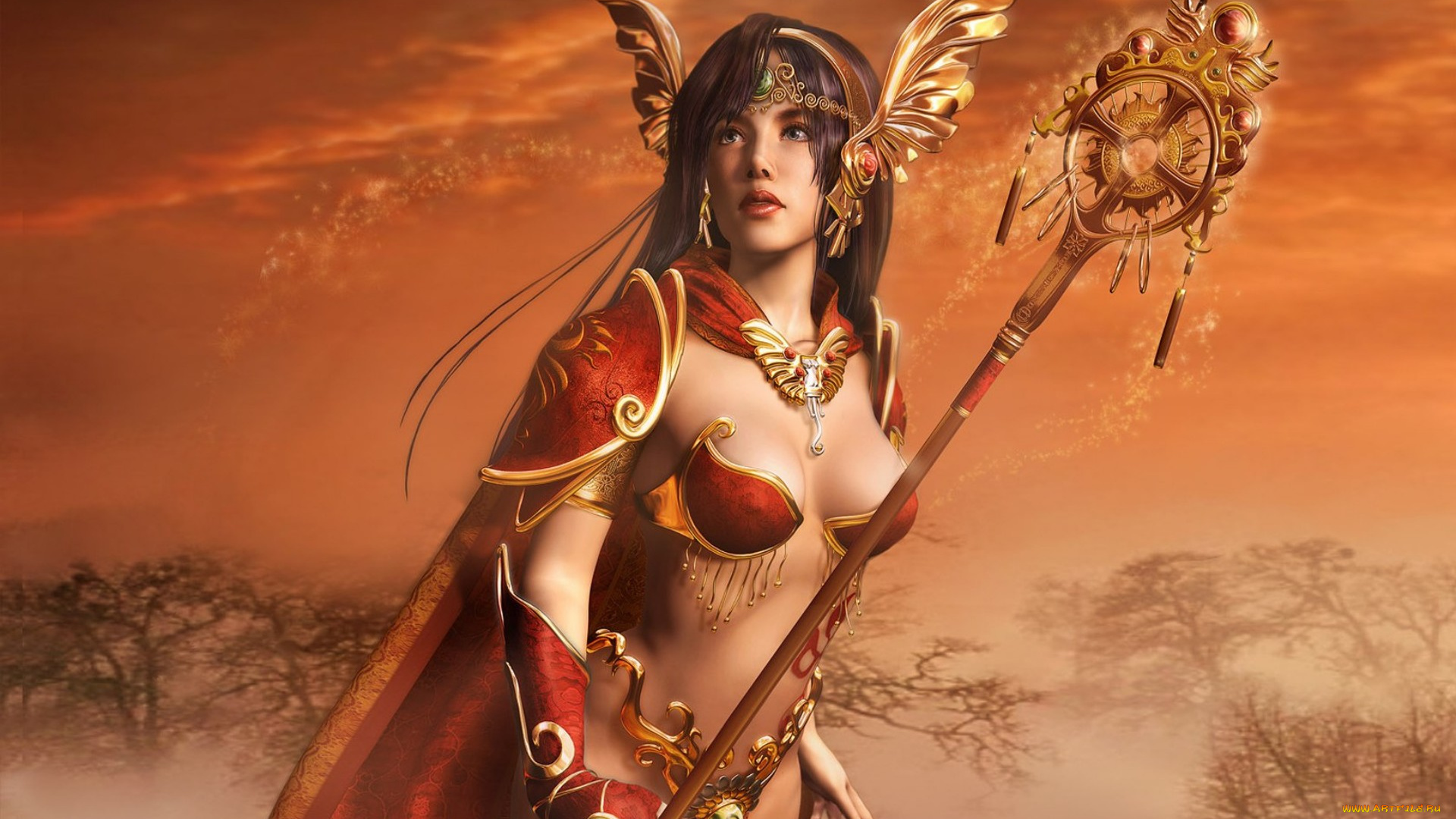 видео, игры, a3, , age, of, sovereign, , project, a3, посох, деревья, плащ, девушка