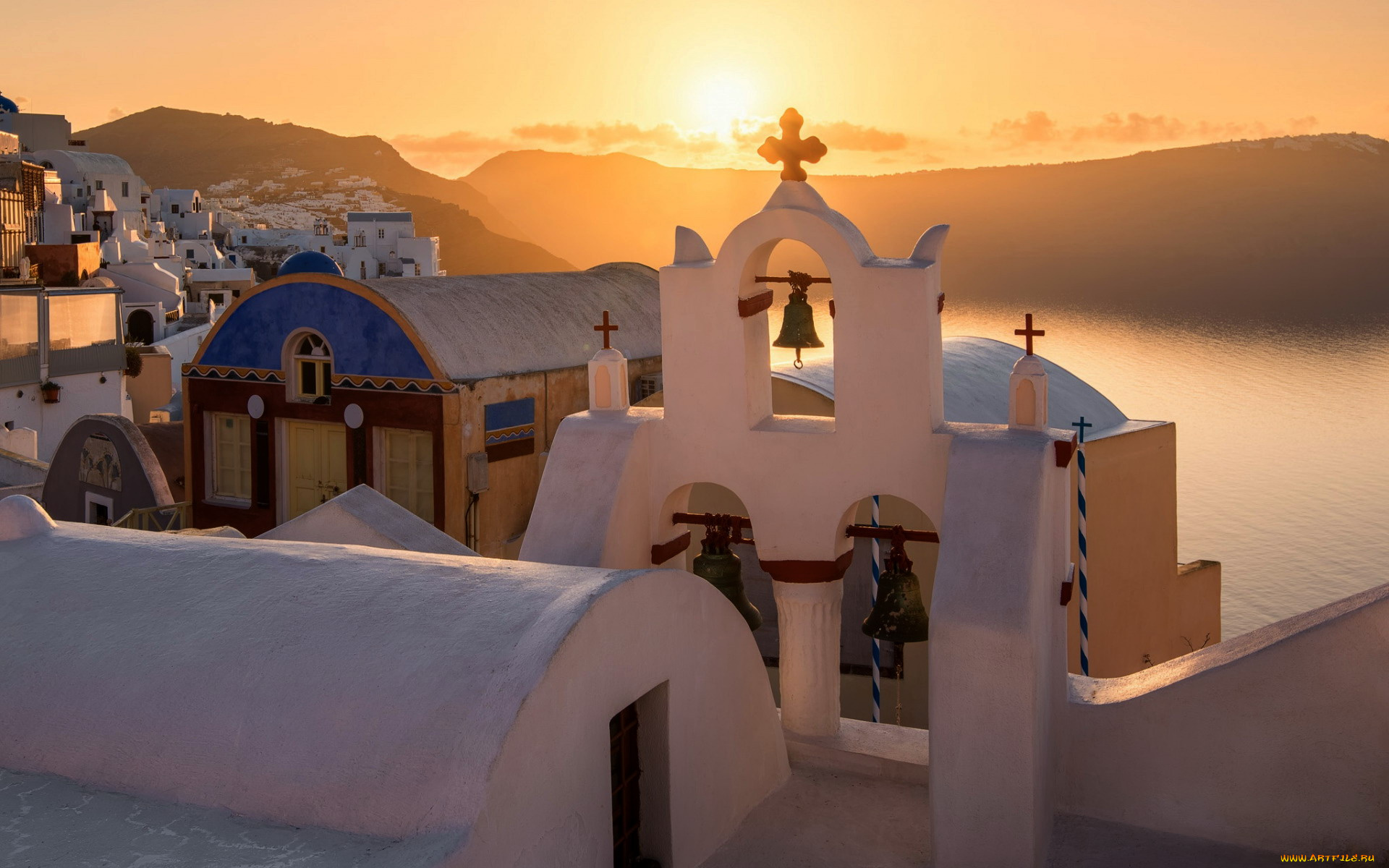 города, санторини, , греция, колокола