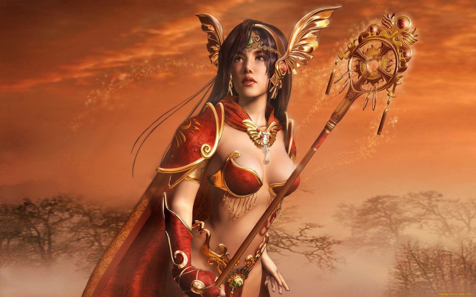 видео, игры, a3, , age, of, sovereign, , project, a3, посох, деревья, плащ, девушка