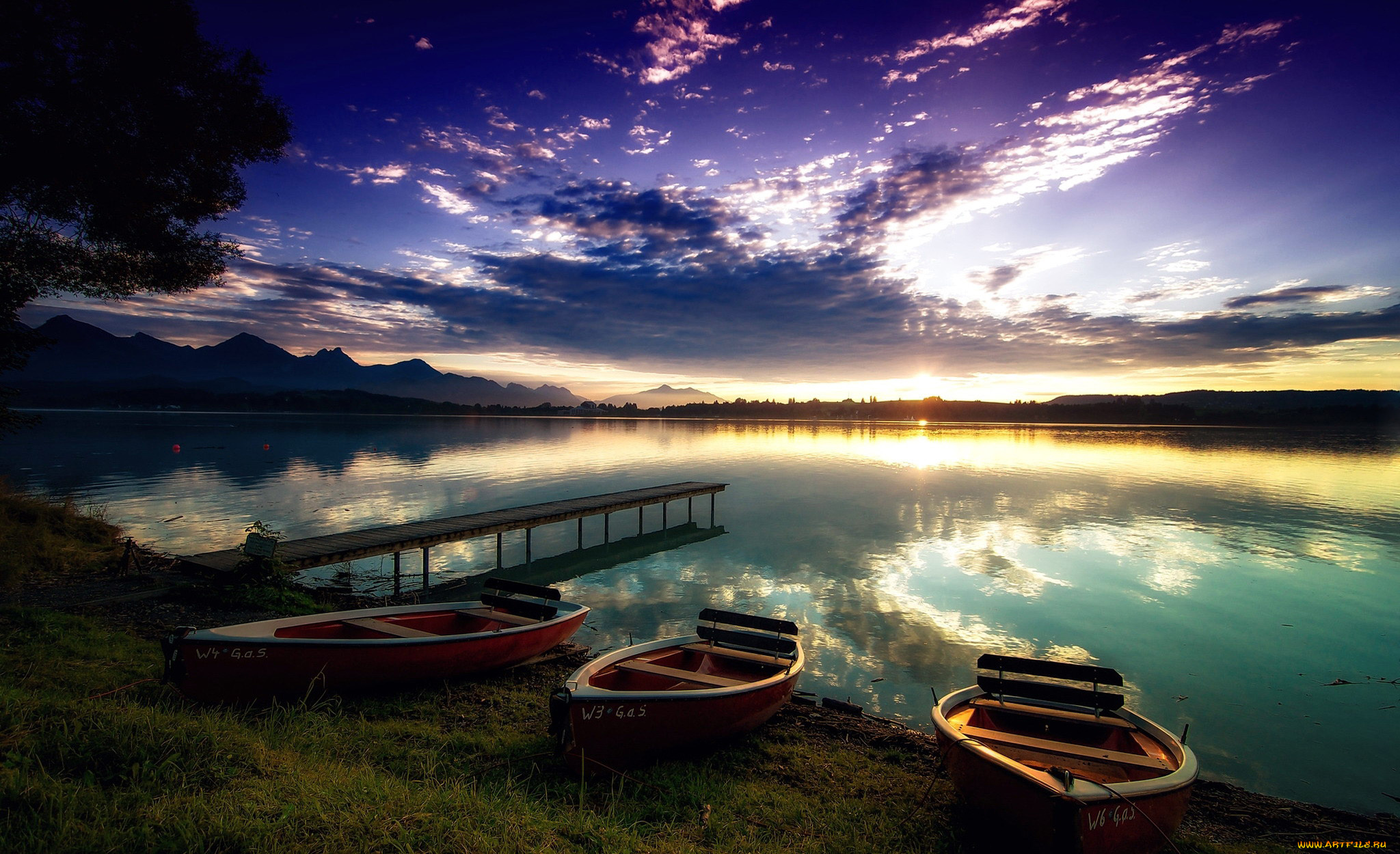 корабли, лодки, , шлюпки, закат, лодка, река