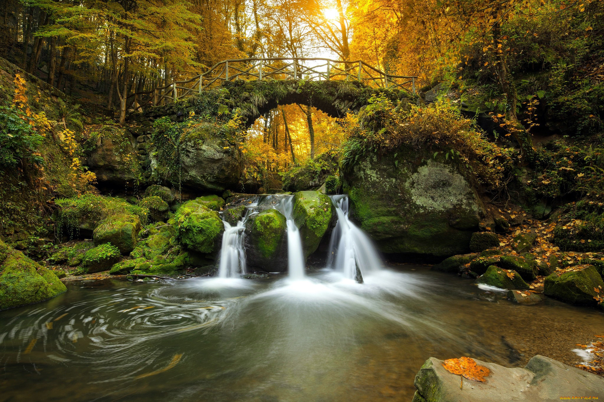 природа, водопады, поток, вода, водопад