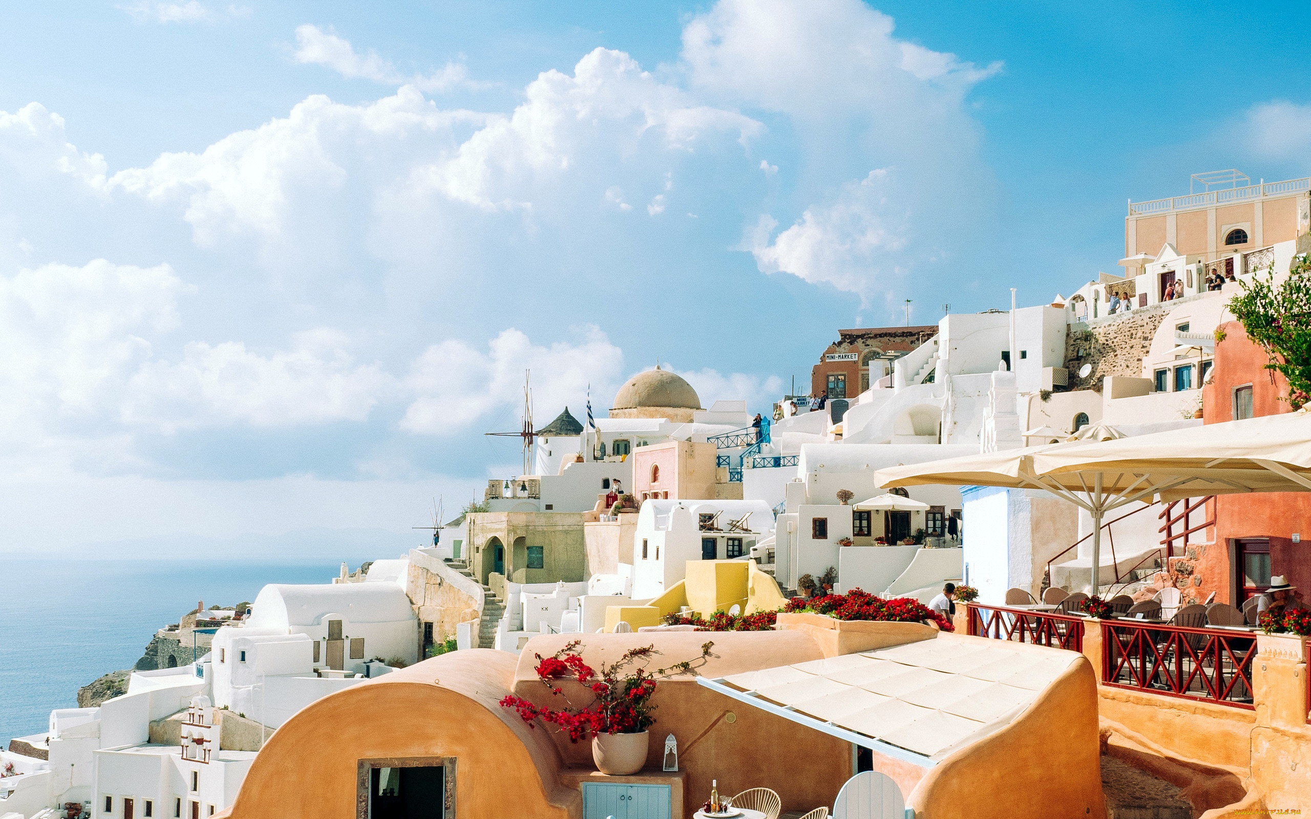 города, санторини, , греция, панорама