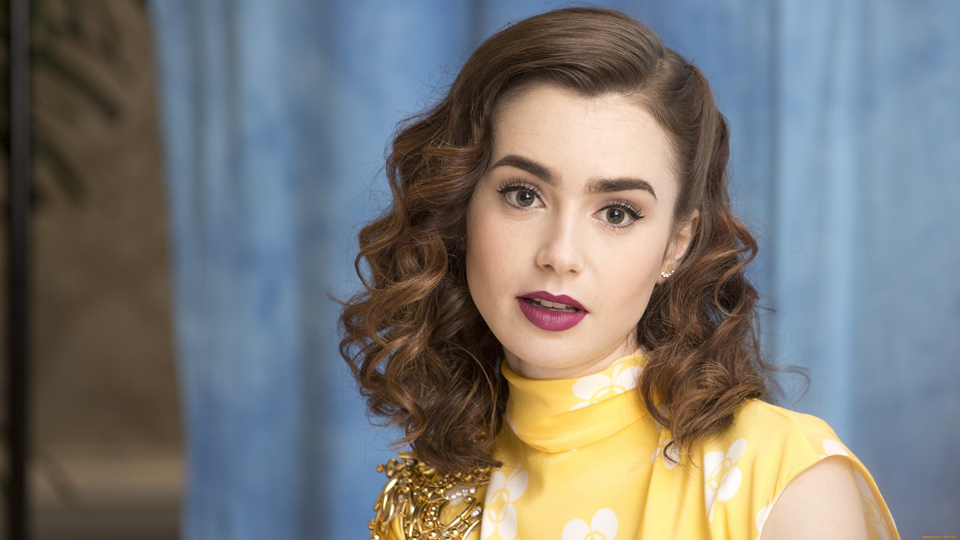 девушки, lily, collins, лицо, шатенка, актриса