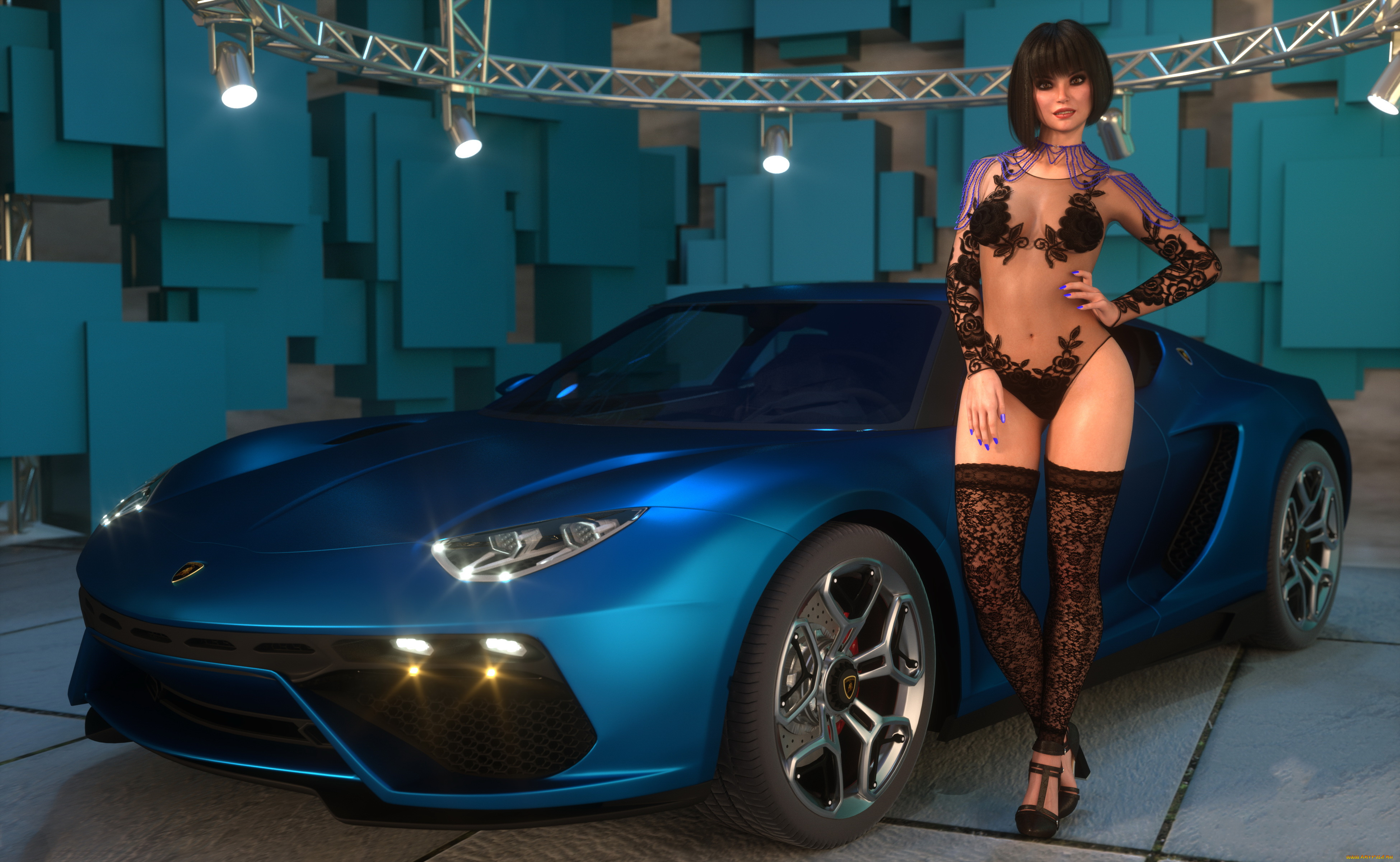 3д, графика, люди-авто, мото, , people-, car, , , moto, автомобиль, улыбка, взгляд, фон, девушка