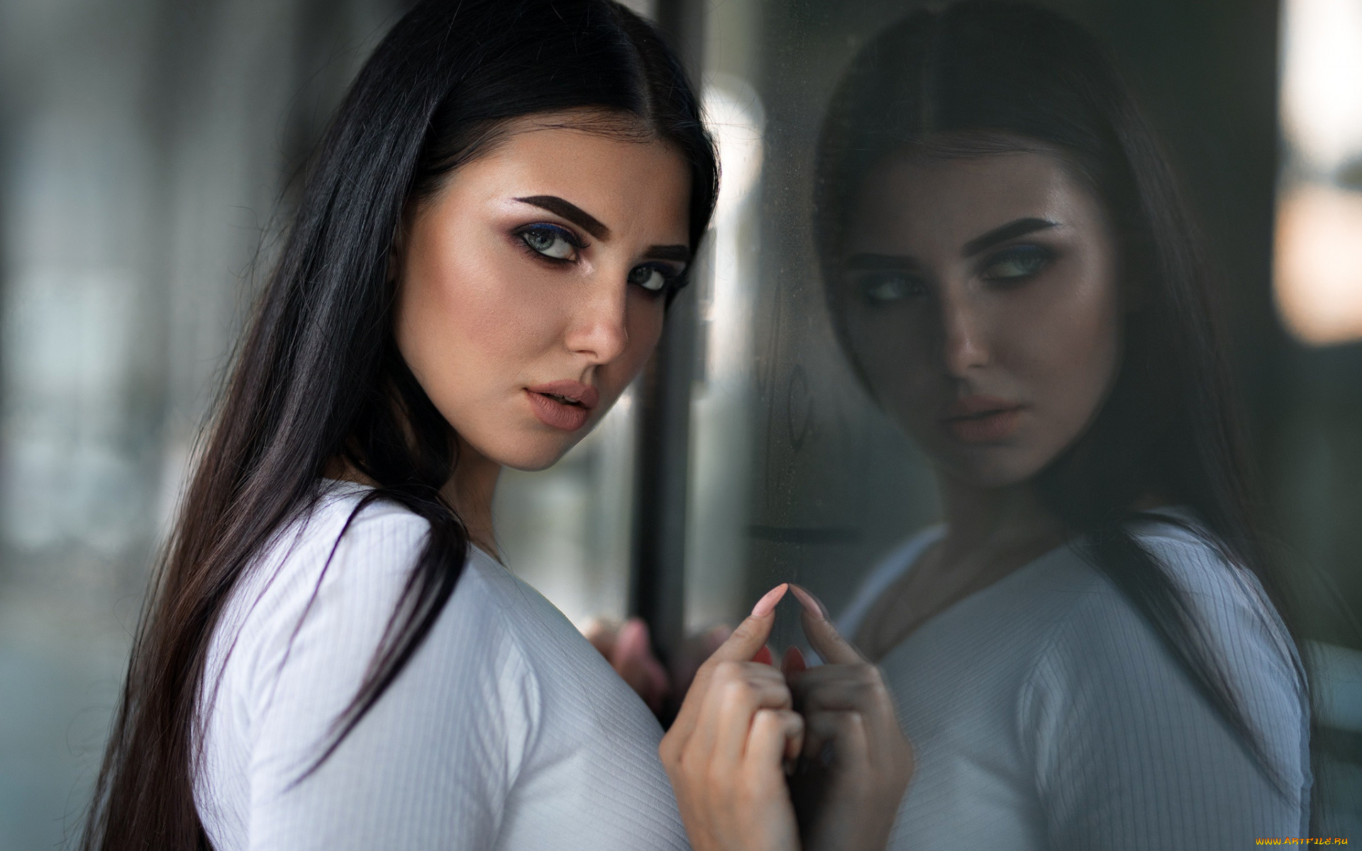 kristina, romanova, девушки, кристина, романова, kristina, romanova, кристина, романова, девушка, красотка, брюнетка, стройная, сексуальная, взгляд, поза, причёска, макияж, флирт, фигура, белый, красавица