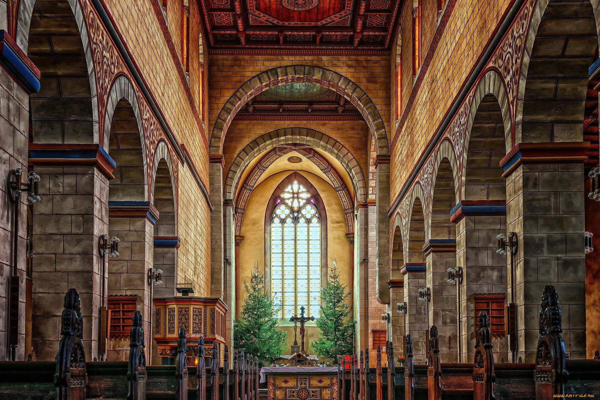 интерьер, убранство, , роспись, храма, костел