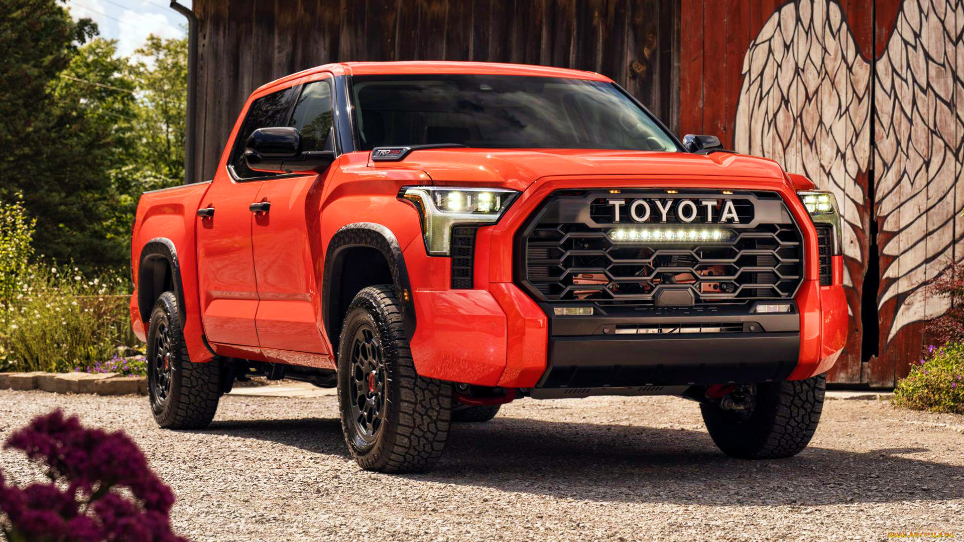 автомобили, toyota, tundra, hdr, внедорожники, 2022, года, оранжевый, пикап, роскошные, тойота, тундра, японские