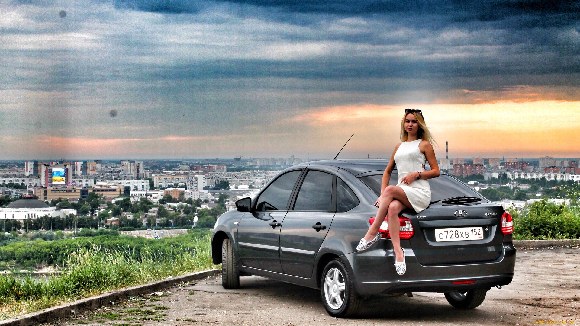 гранта, автомобили, -авто, с, девушками, ваз, лада, автомобиль, девушка