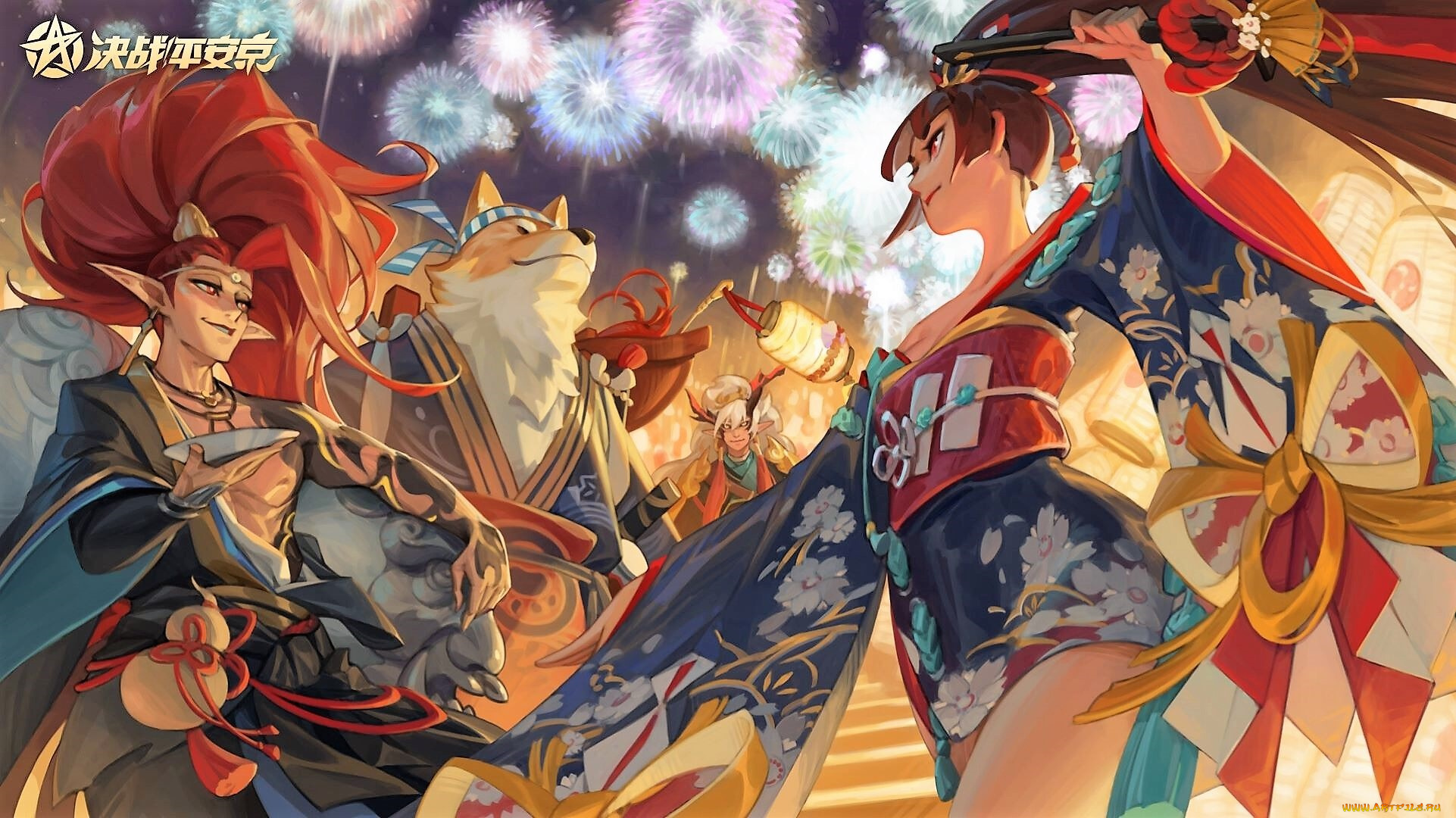 аниме, onmyouji, девушки, существа