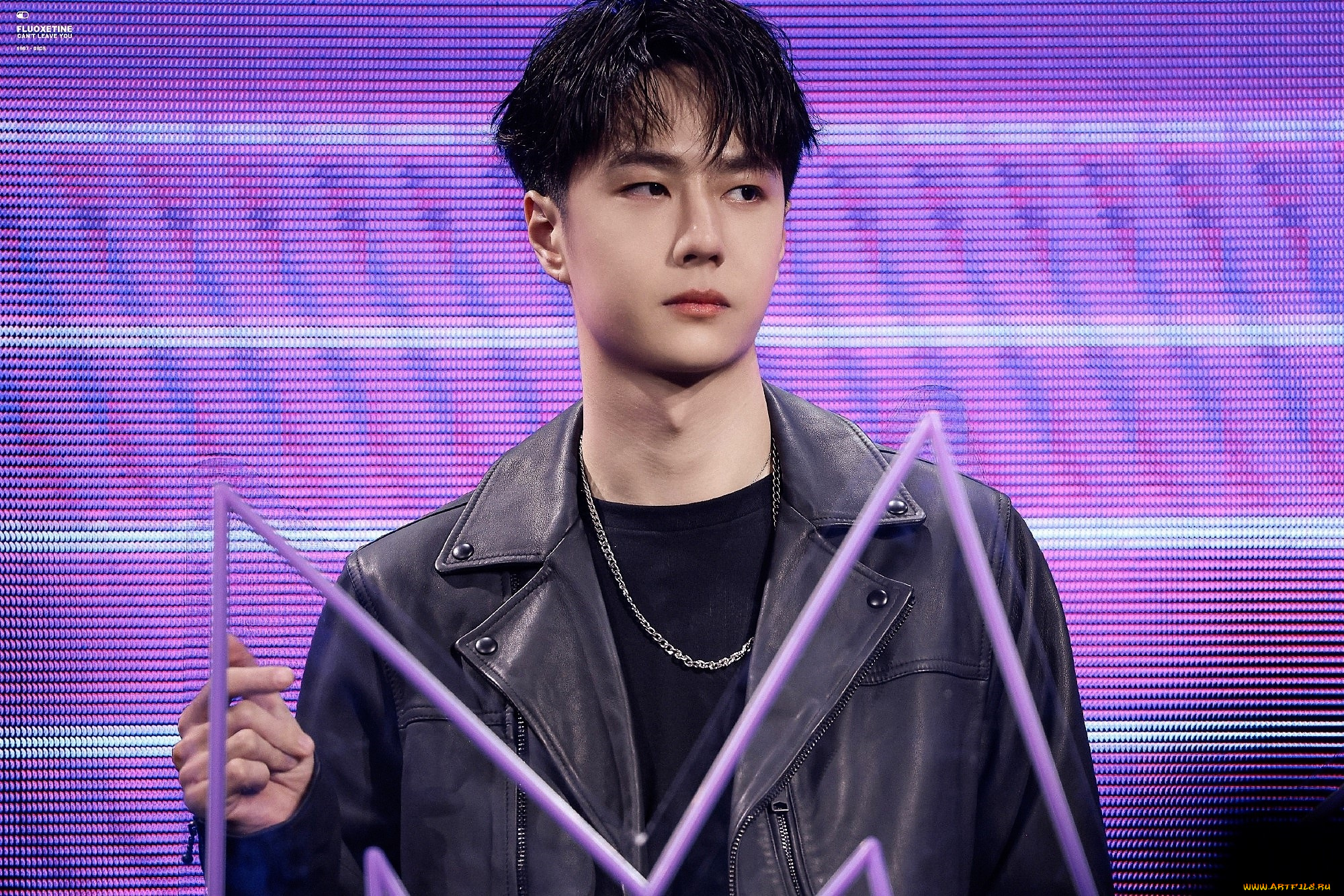 мужчины, wang, yi, bo, куртка, цепь, неон