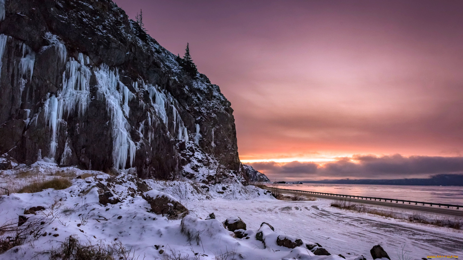 природа, восходы, закаты, скалы, зима, снег, солнечный, свет, на, открытом, воздухе