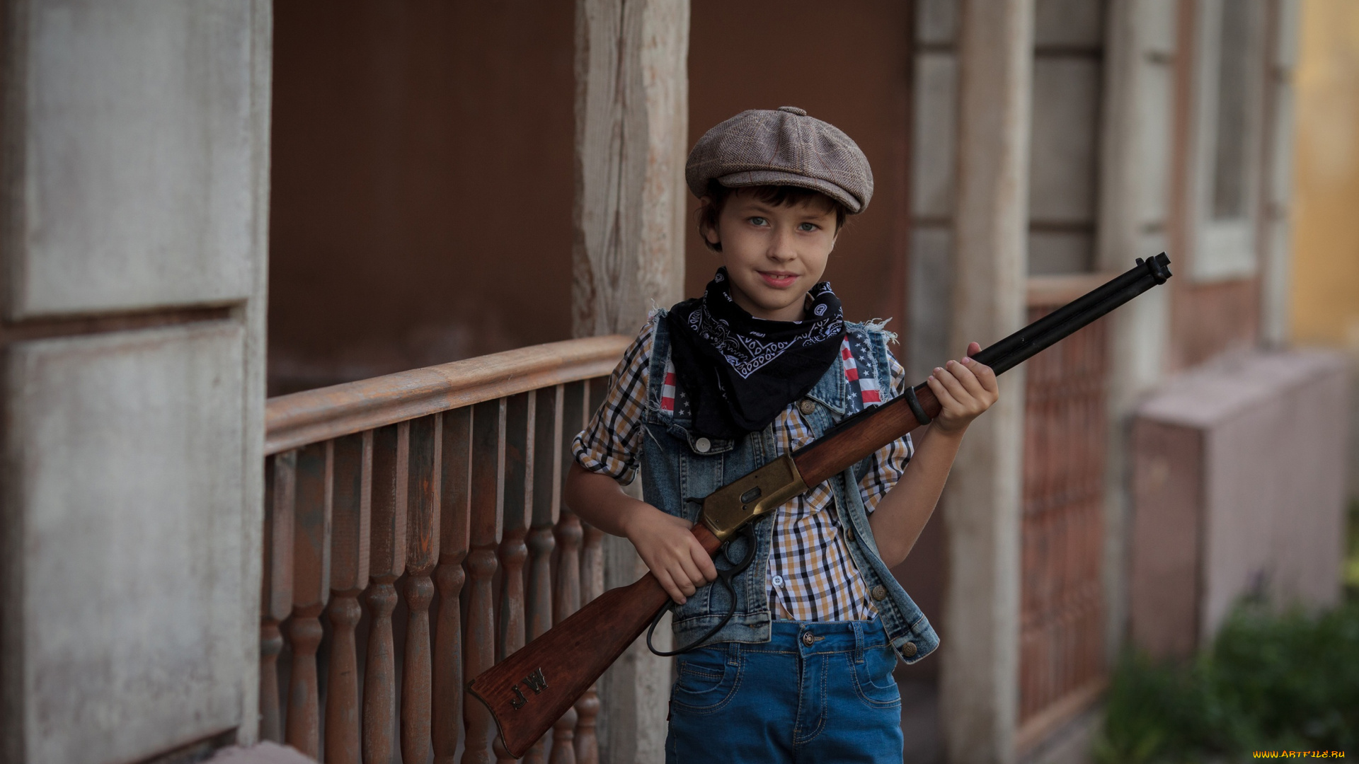 разное, дети, мальчик, оружие, кепка, дом