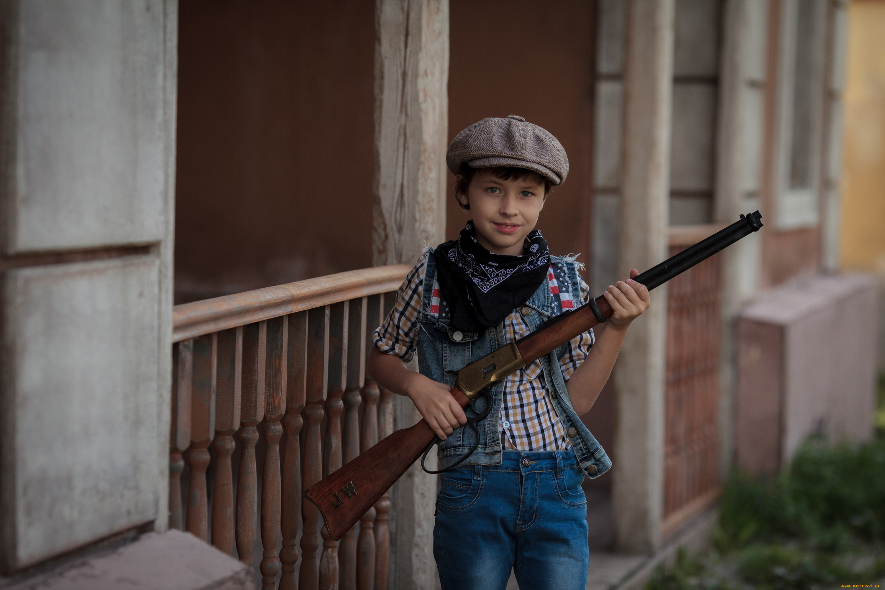 разное, дети, мальчик, оружие, кепка, дом