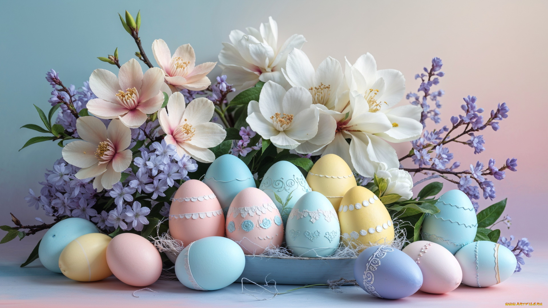 3д, графика, праздники, , holidays, пасха, цветы, яйца