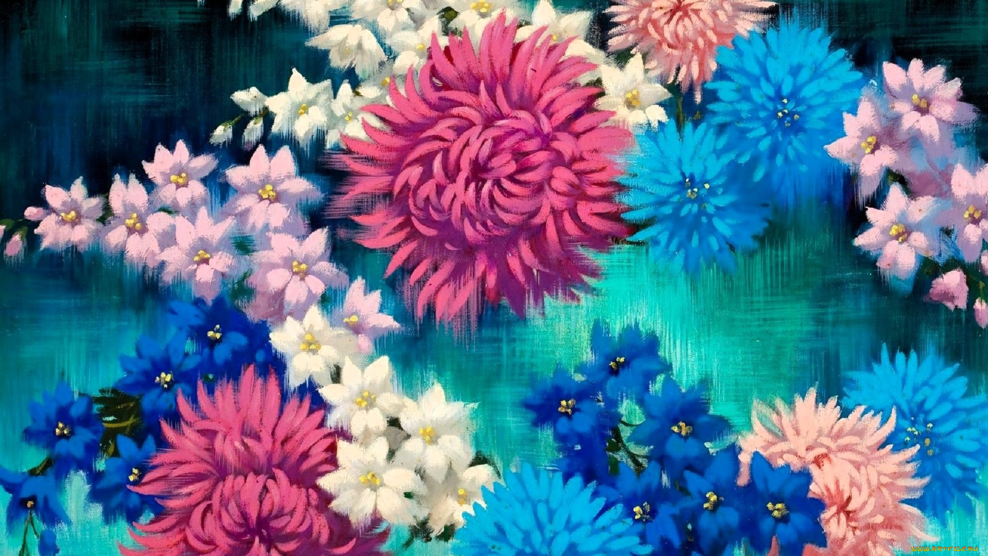 рисованное, arthur, saron, sarnoff, цветы, букет